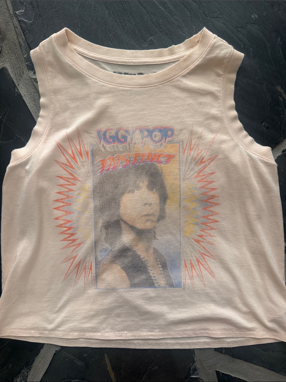 Iggy Pop Graphic Muscle Tank Top - Beige